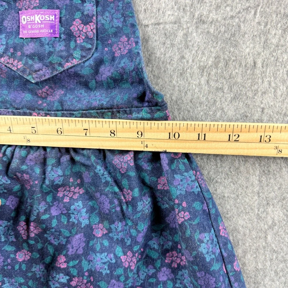 Vintage OshKosh Bgosh Girls 6 Months Floral Jumper Dress Blue Purple‎ 90s